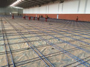 Industrial floor post-tensioning